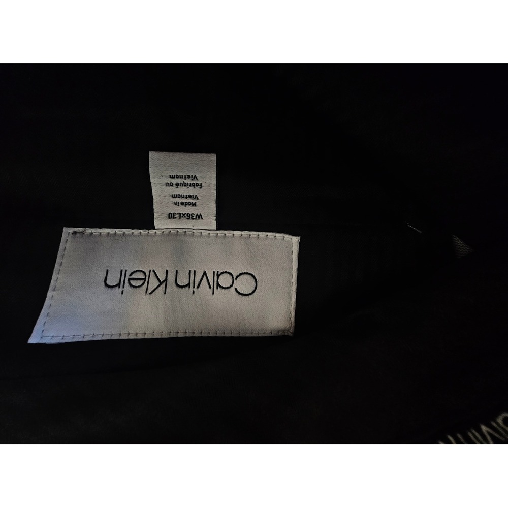 [Business Casual] Calvin Klein Dress Pants Mens 36x30 Grey Windowpane Trousers - Picture 3 of 8